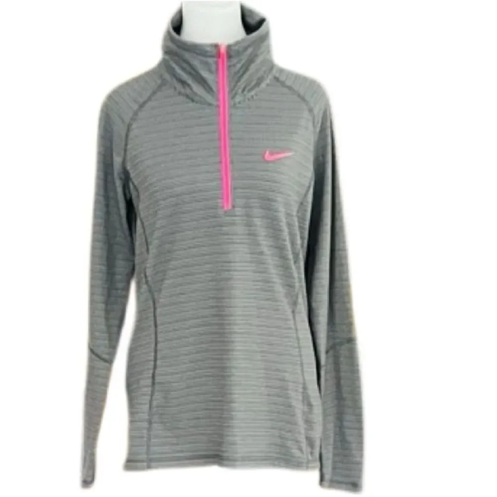 NIKE GOLF Heather gray/pink accent 1/4 zip Dri-Fit pullover size medium.
